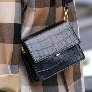 NWOT JW PEI Croc Black Mini Flap Crossbody Purse